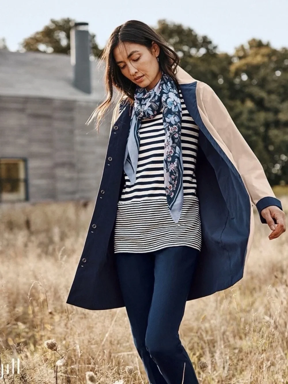 J. Jill Navy Floral Scarf | OS